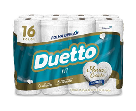 Papel Higiênico Folha Dupla Neutro Duetto 30m Pacote 16 Unidades